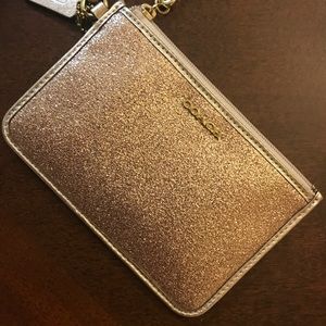 Coach Gold glitter wristlet brand new!